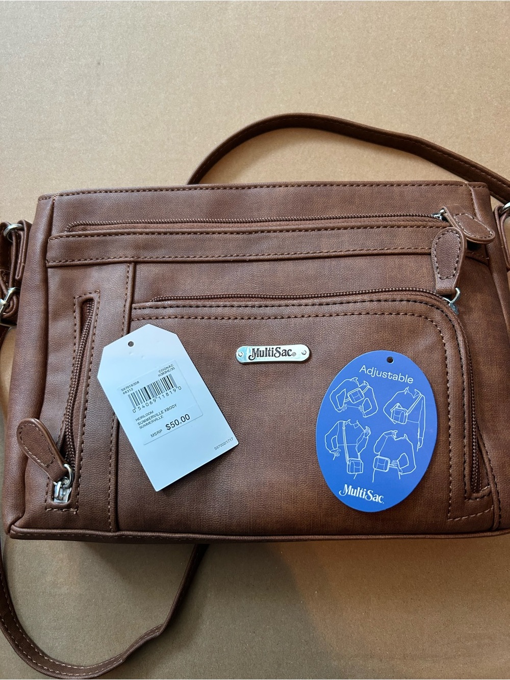 MultiSac Brown Adjustable Crossbody Bag